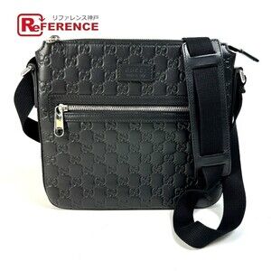 Gucci Guccissima Messenger Bag Shoulder Leather Black